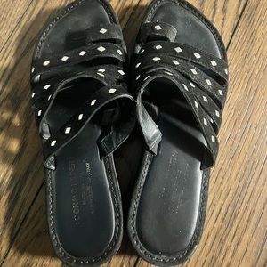 Donald Pliner black side sandal with silver studs. 8